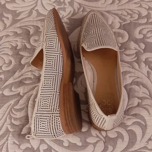 White leather loafers